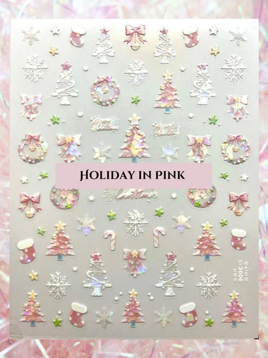 3606 "Holiday in Pink" -- Holo Christmas Decals