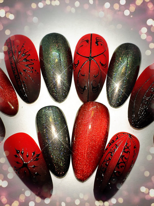 Steampunk Winter Holiday Press-On Nails