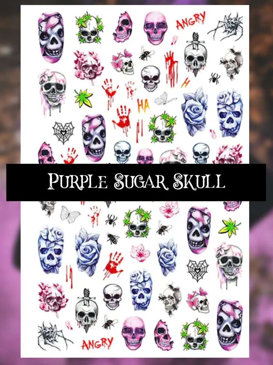 MM-PURPLE SUGAR SKULL DECAL