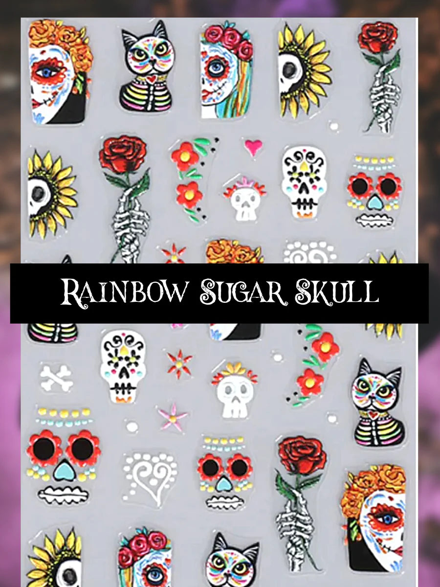 MM-RAINBOW SUGAR SKULL DECAL