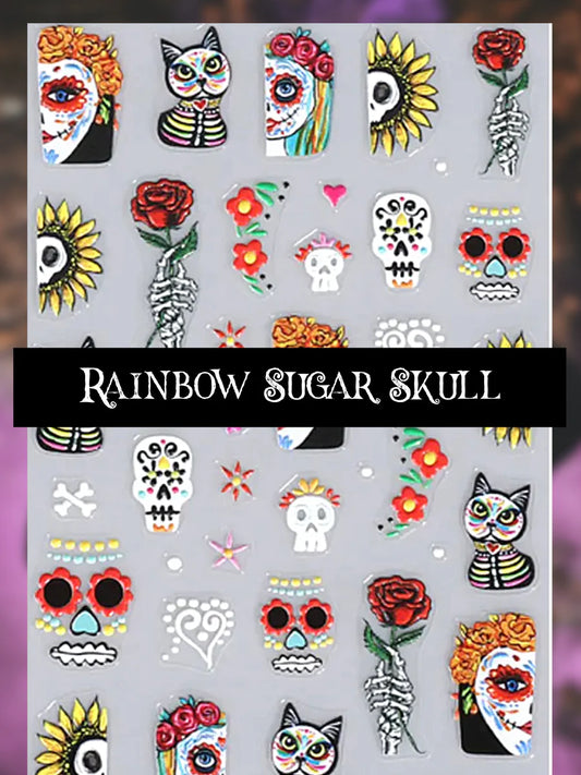 MM-RAINBOW SUGAR SKULL DECAL