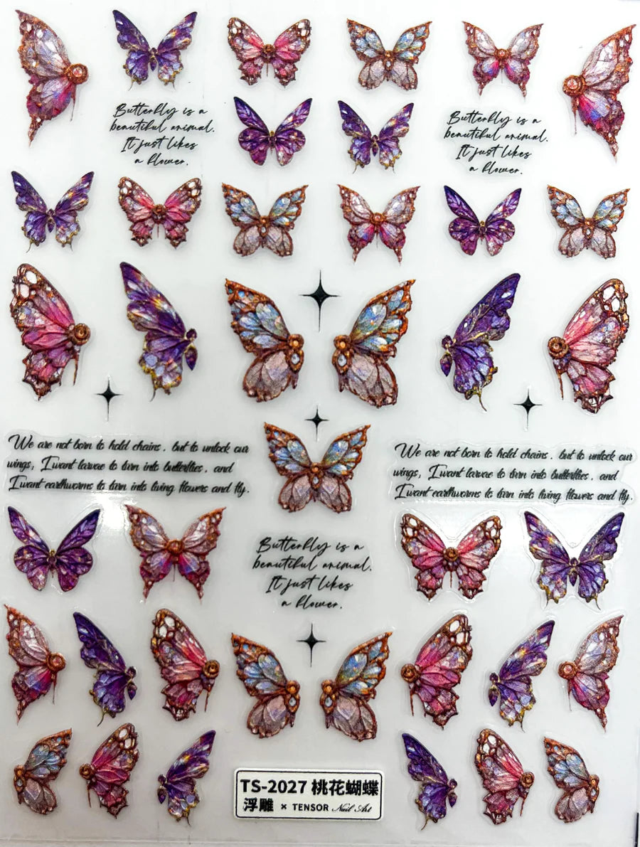 MM - DECALS -- TS-2027 "PINK/PURPLE BUTTERFLIES"