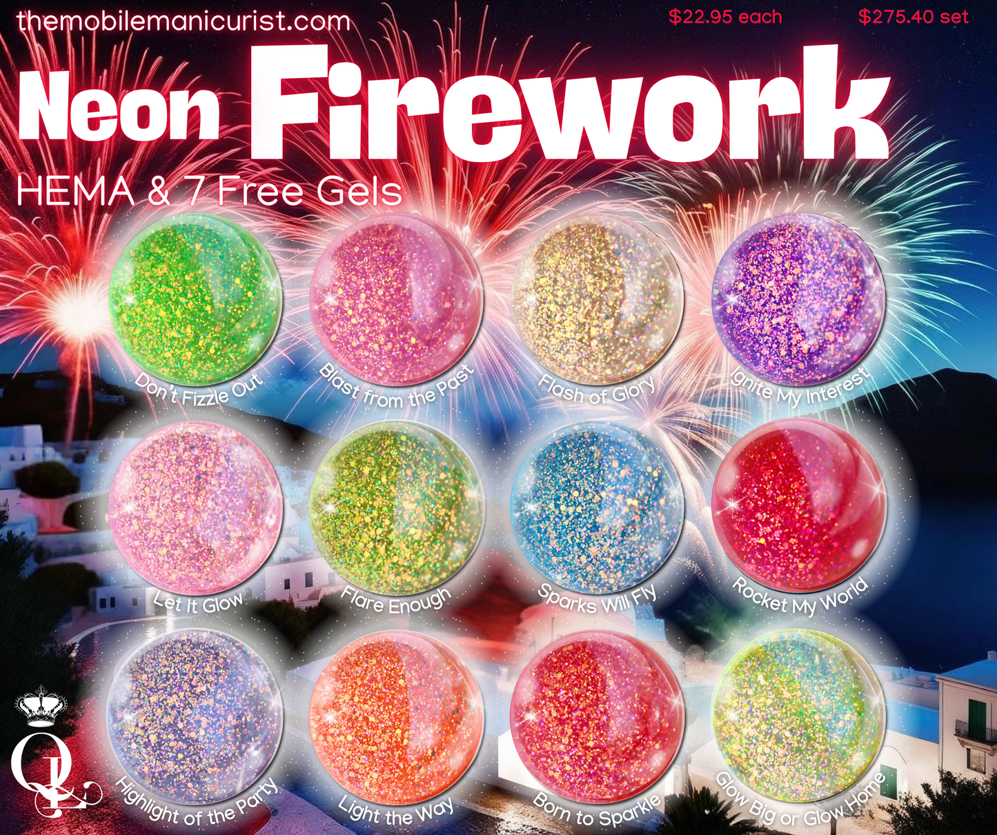 "Born to Sparkle" HEMA-Free -- Neon Firework Gel