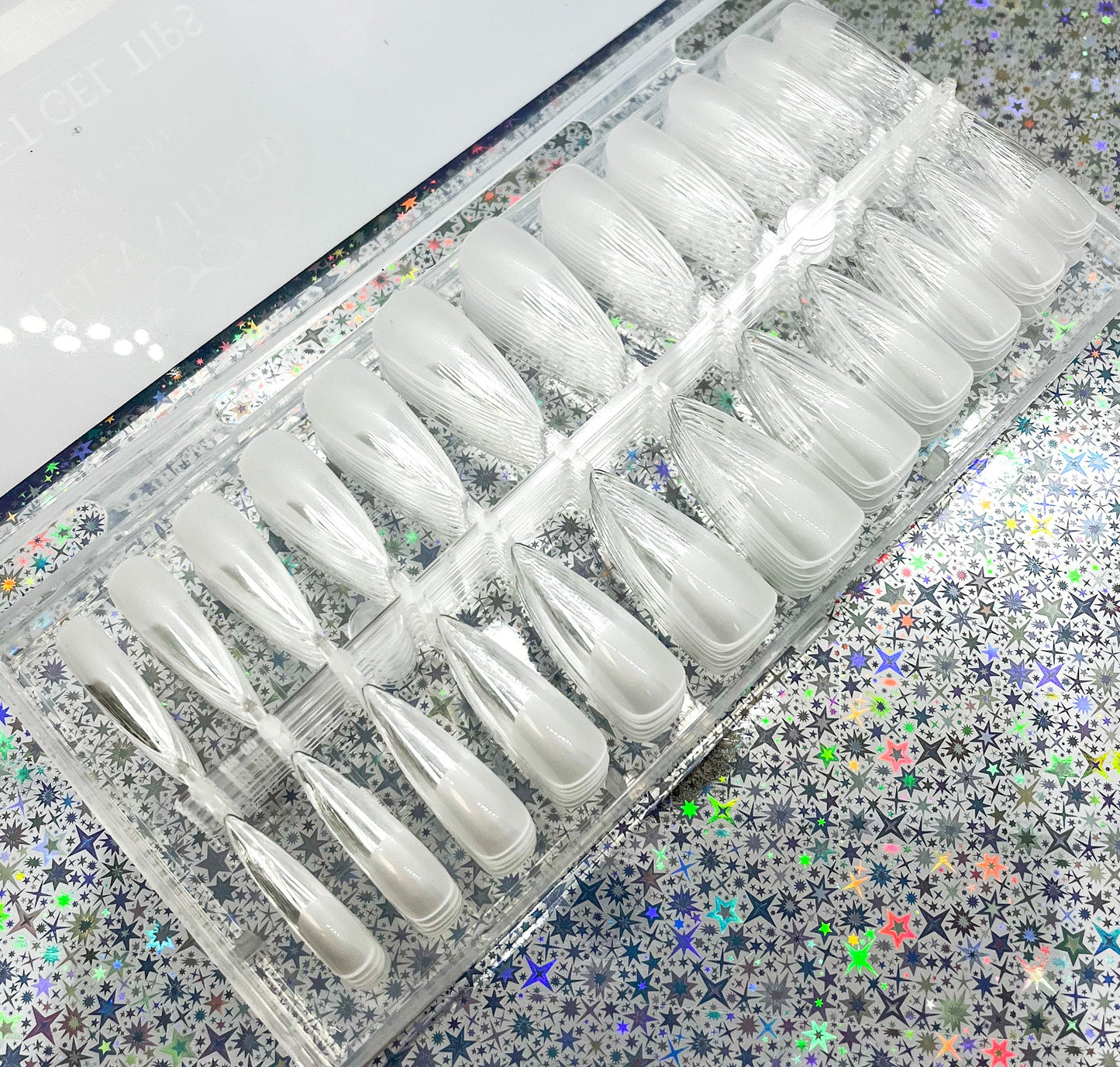 Soft Gel Tips -- Long Stiletto Clear