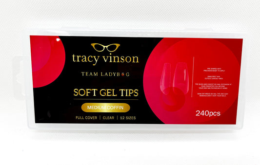 Soft Gel Tips -- Medium Coffin Clear