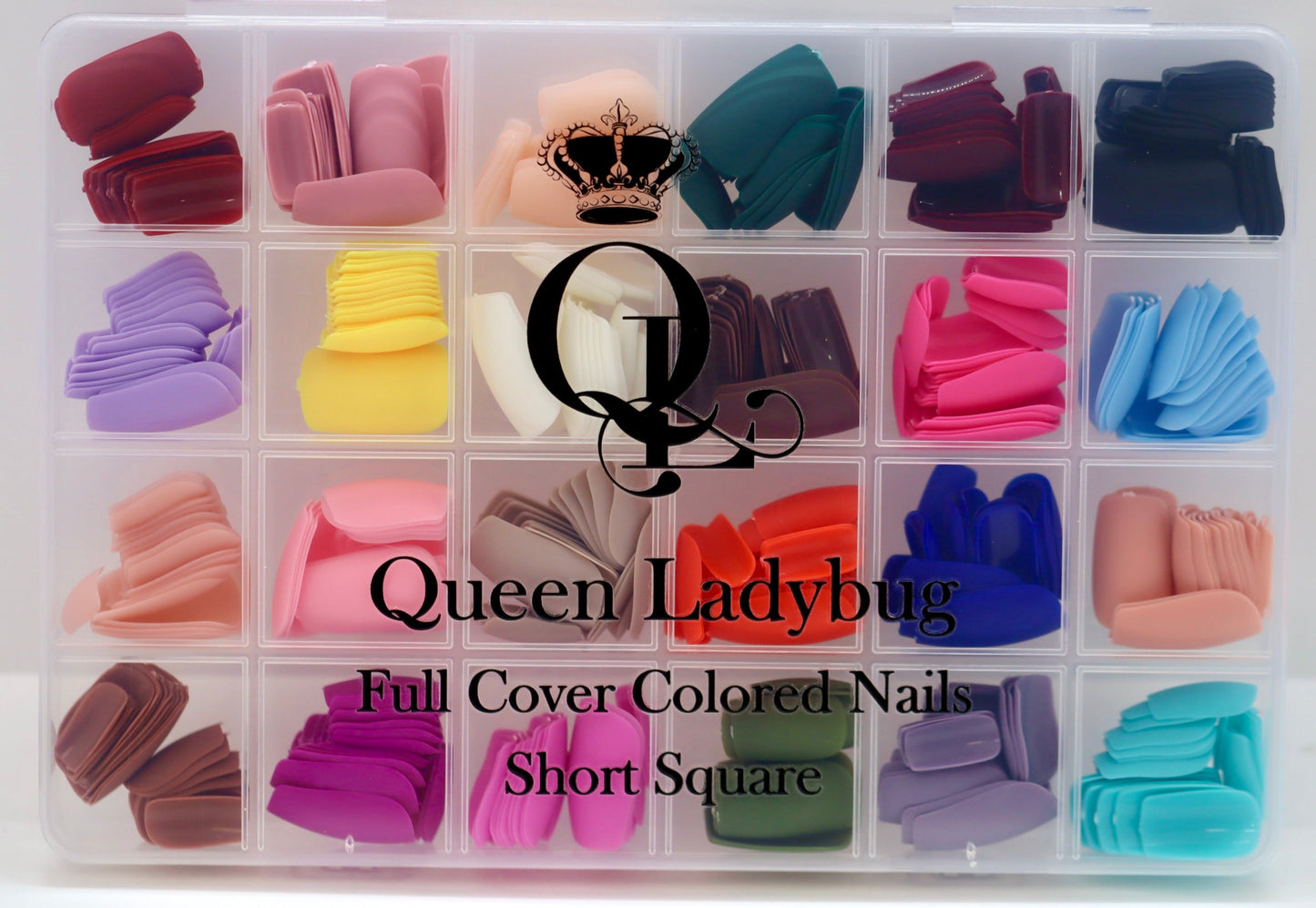 Short Square -- Full-Cover, Colored Nails