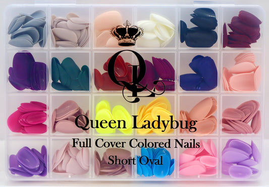 Short Oval -- Full-Cover, Colored Nails