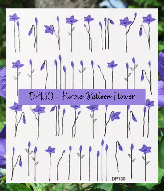 DP130 PURPLE BALLOON FLOWER DECALS