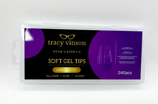 Soft Gel Tips -- Long Stiletto Clear