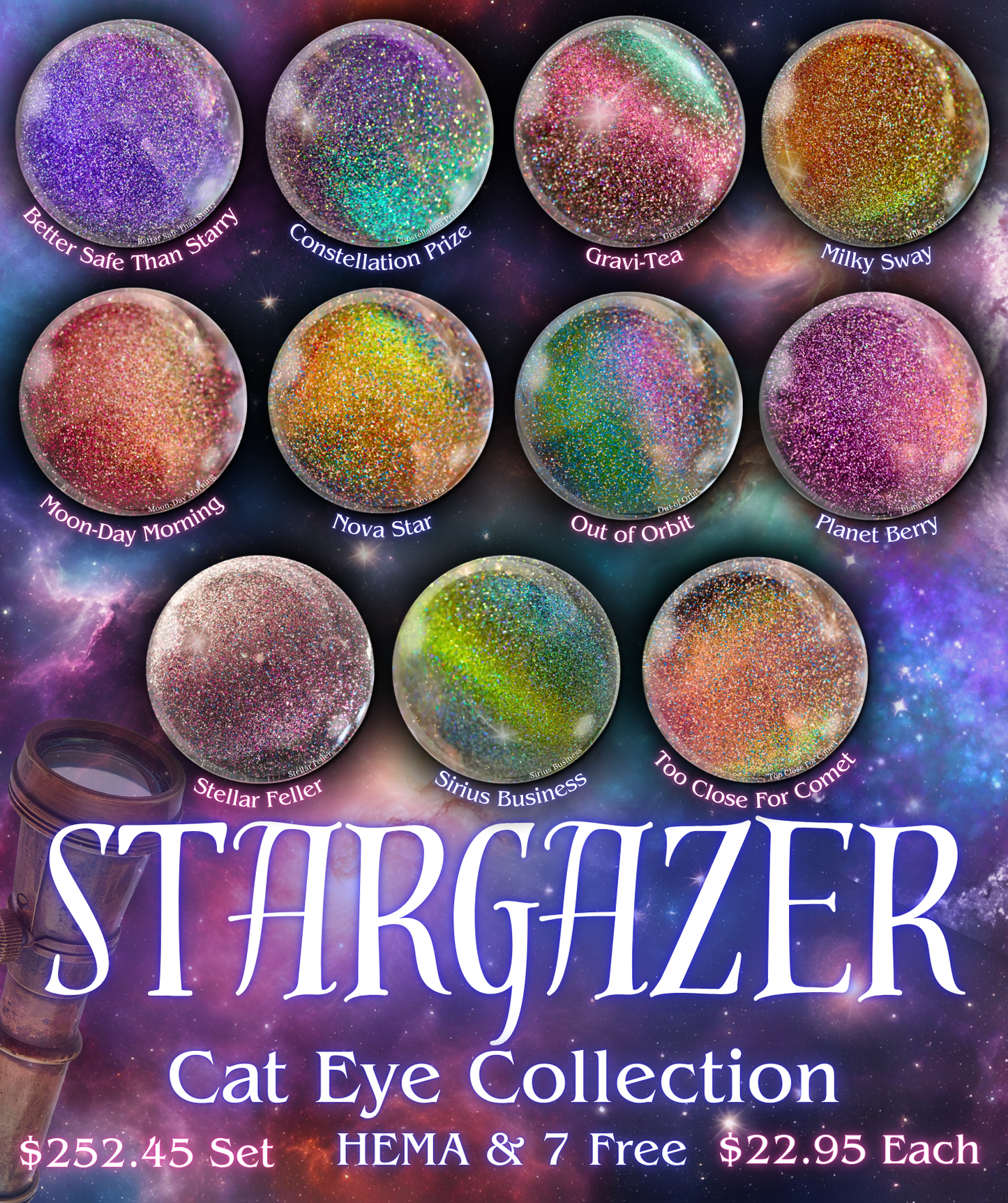 Part 1 Stargazer HEMA-Free Cat Eye Gels -- Full Collection