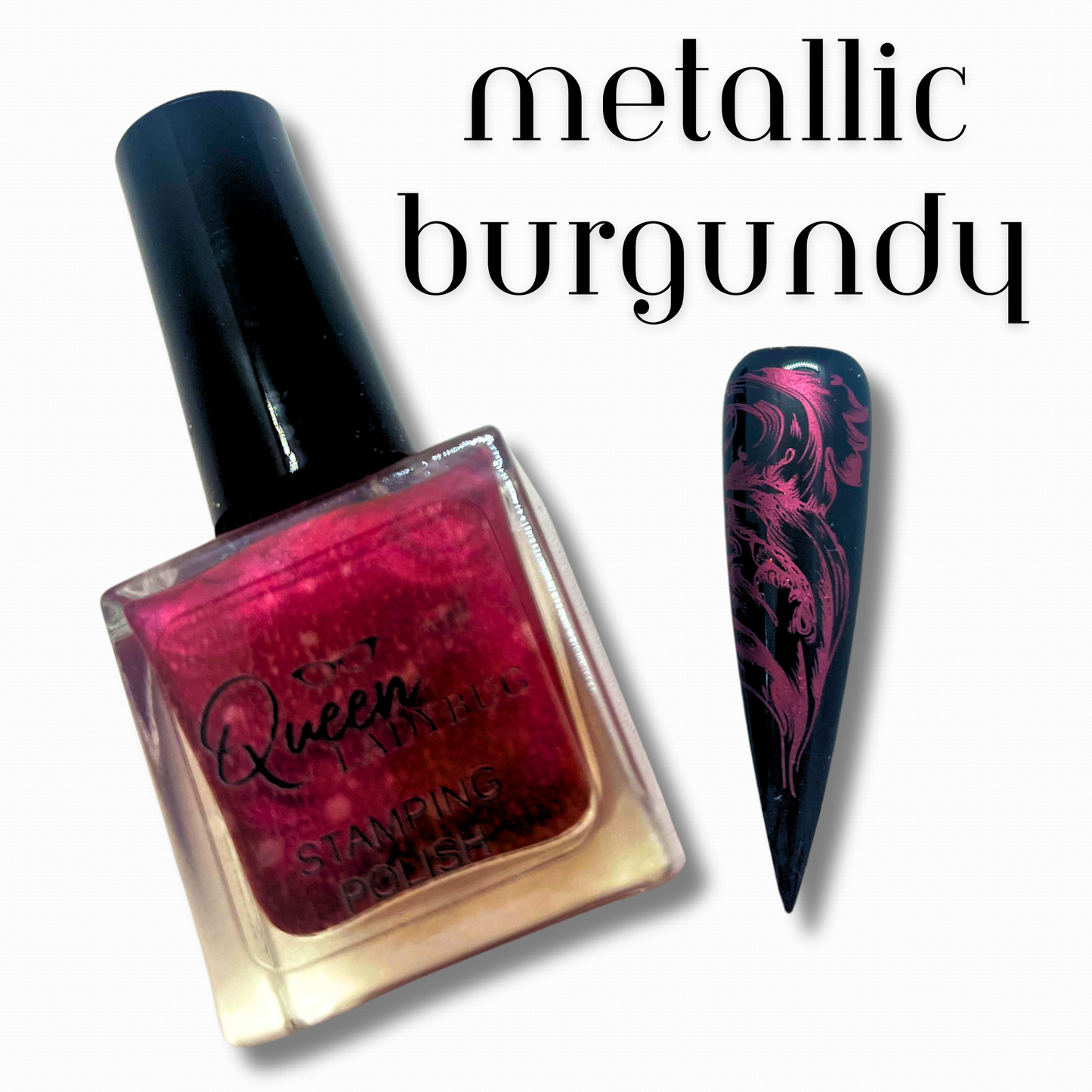 Queen Ladybug Stamping Polish -- Metallic Burgundy